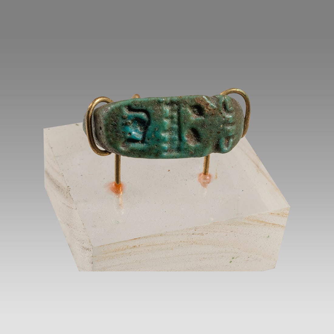 Ancient Egyptian Green Faience Ring With Cartouche c. BCE. (1 of 2)