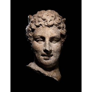 Ancient Roman Marble Head of Hermes Circa 2nd Century A.D. Size Height 9 1/4 inches (23.5 cm).