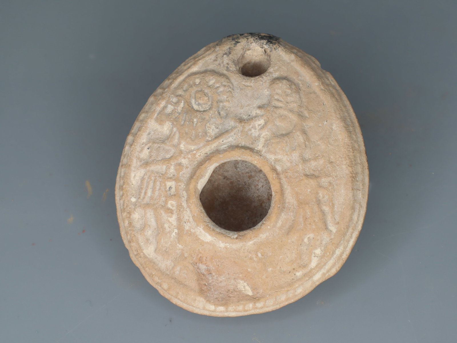 Ancient Byzantine Terracotta Oil Lamp With Warriors c.6th century AD. (1 of 3)