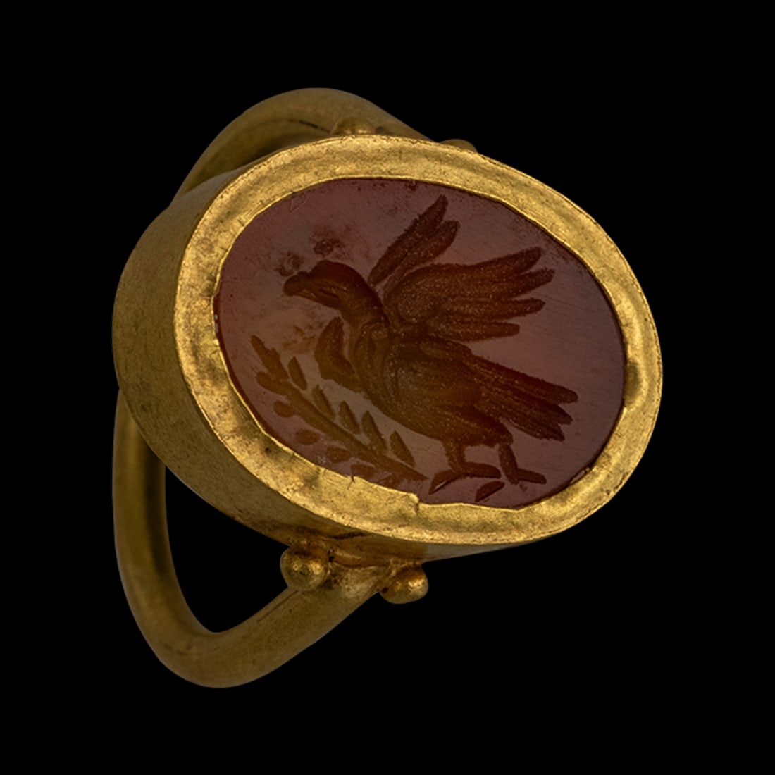 Roman Style High Karat Gold Ring With Agate intaglio. (1 of 3)