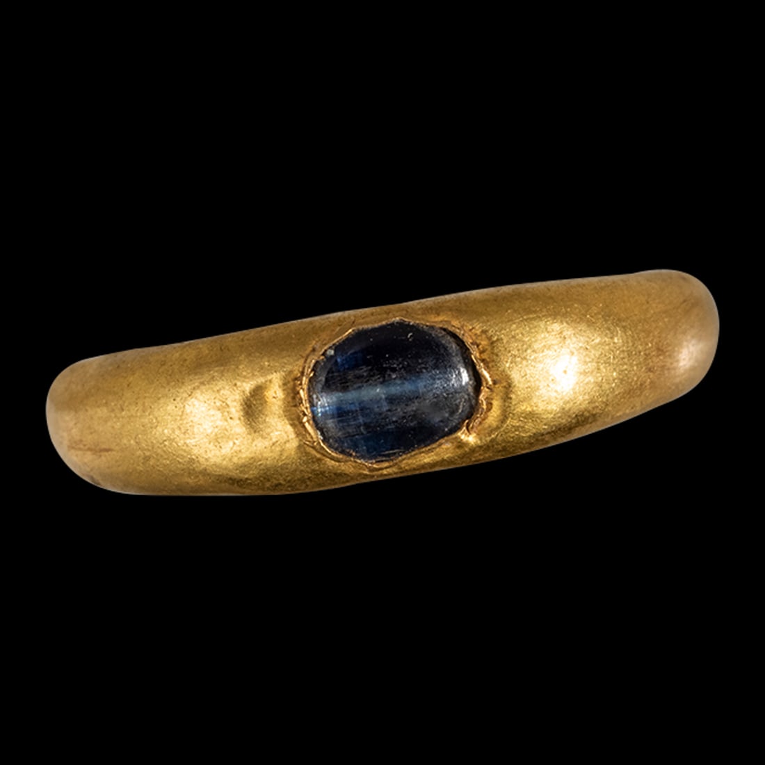 Roman Style High Karat Gold Ring With Blue glass. (1 of 2)
