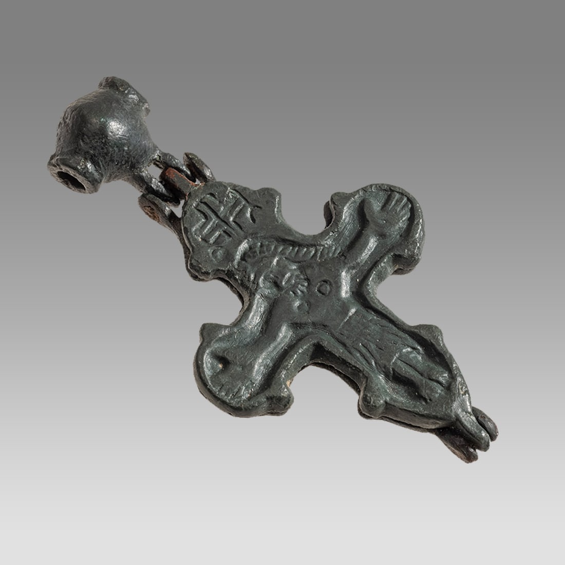 Medieval Russian Bronze Reliquary Cross c.15th century AD. (1 of 2)