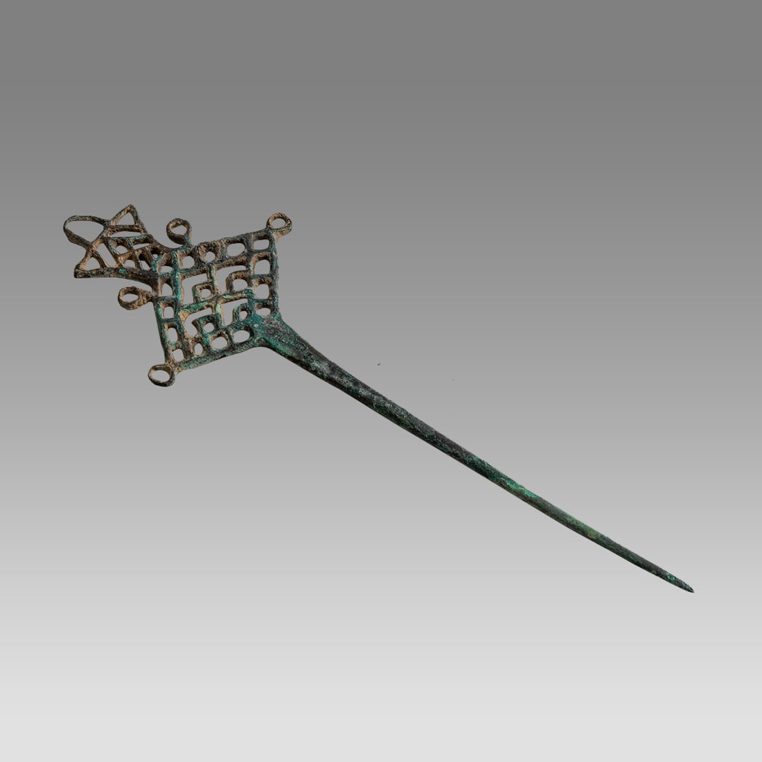 Ancient Near Eastern Highly Decorated Large Bronze Openwork Pin c.1500-2000 BC. (1 of 1)