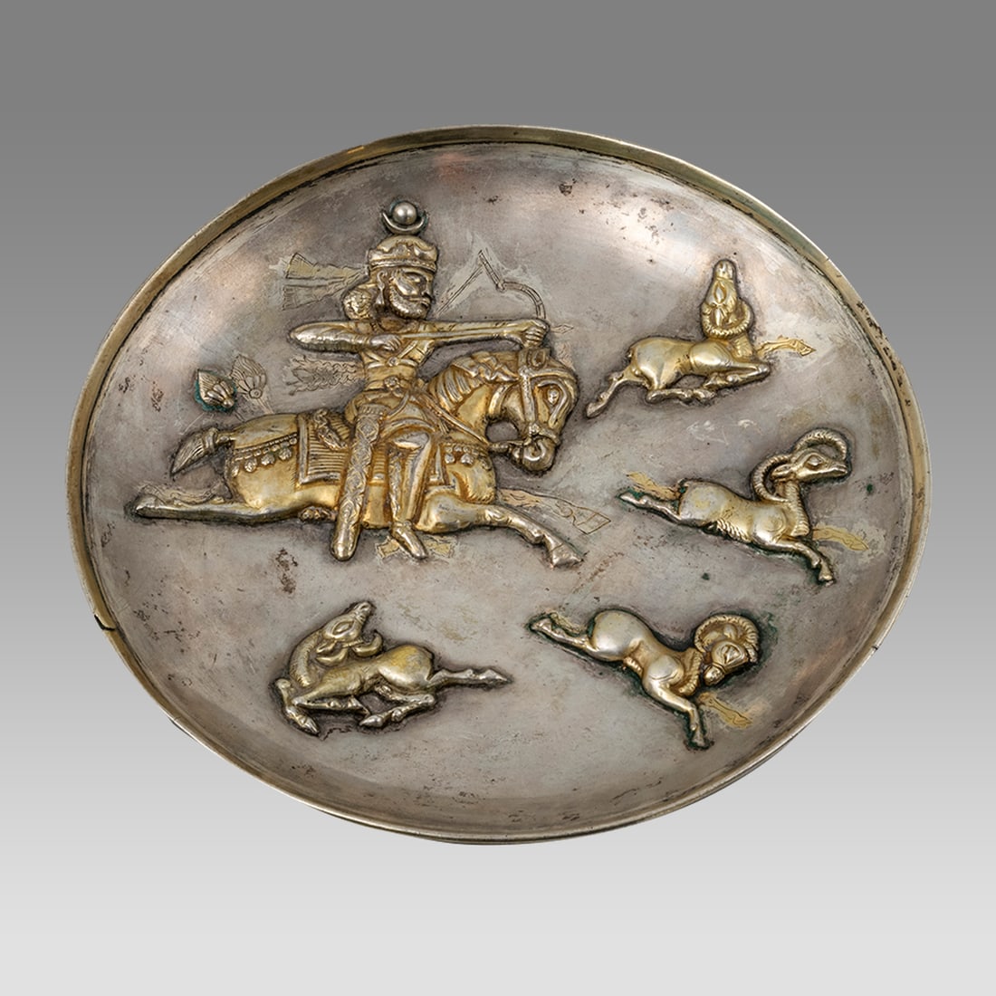 Sasanian Style Silver Bowl With King on Horse Hunting Stags. (1 of 6)