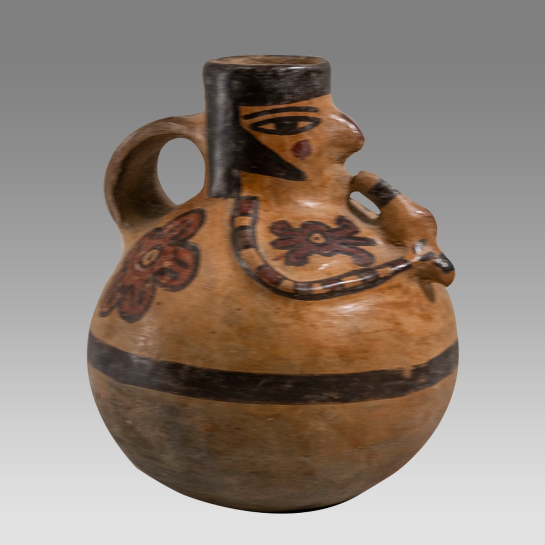 Ancient Pre Columbian Nazca Culture, Polychrome Figural Vessel 100-300 AD. (1 of 4)