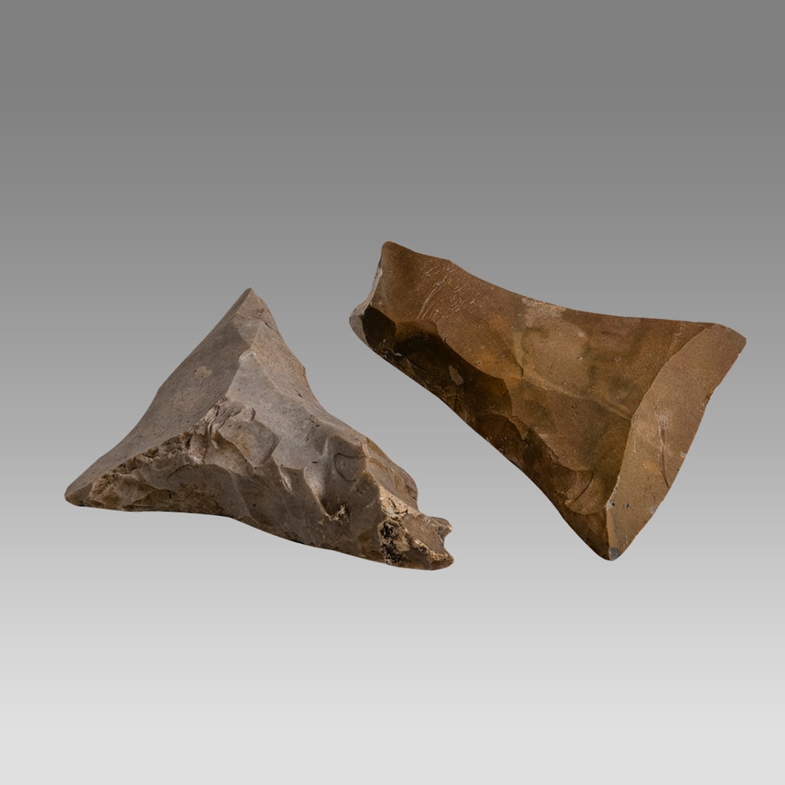 Nordic Mesolithic Flint Edge Trimmed Flake Axes Ca. 9000 - 4000 B.C. (1 of 2)