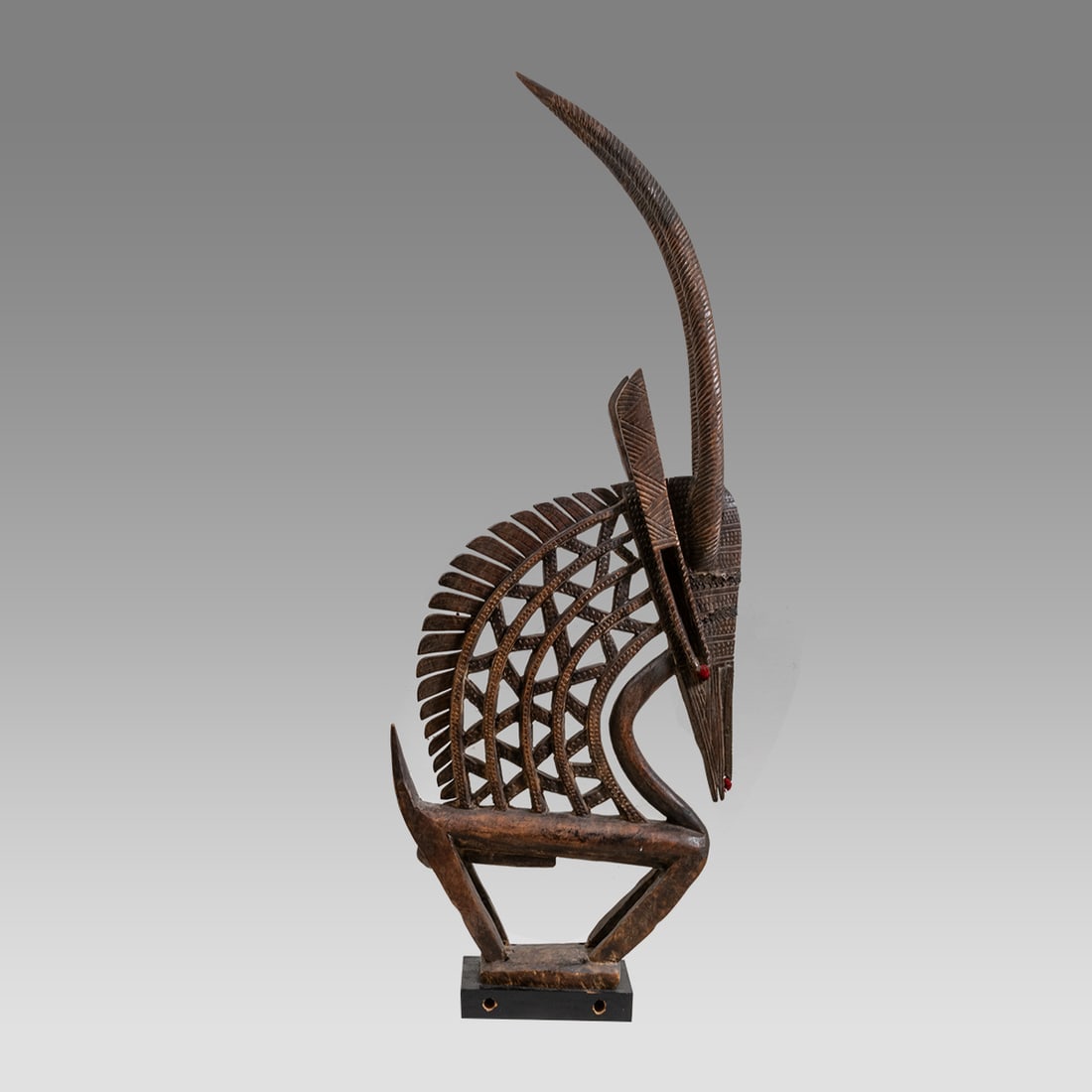 Bamana Antelope Chi Wara Wood, Headdress, Mali.: Bamana Antelope Chi Wara Wood, Headdress, Mali. Size 42 inches tall. From NYC Collection to family by descent.