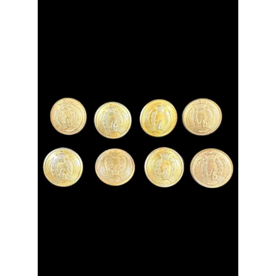 Set of 8 Iran Persian Pahlavi Era royal imperial air force buttons: Set of 8 Iran Persian Pahlavi Era royal imperial air force buttons. Set of 8 excellent condition , 25mm in dia