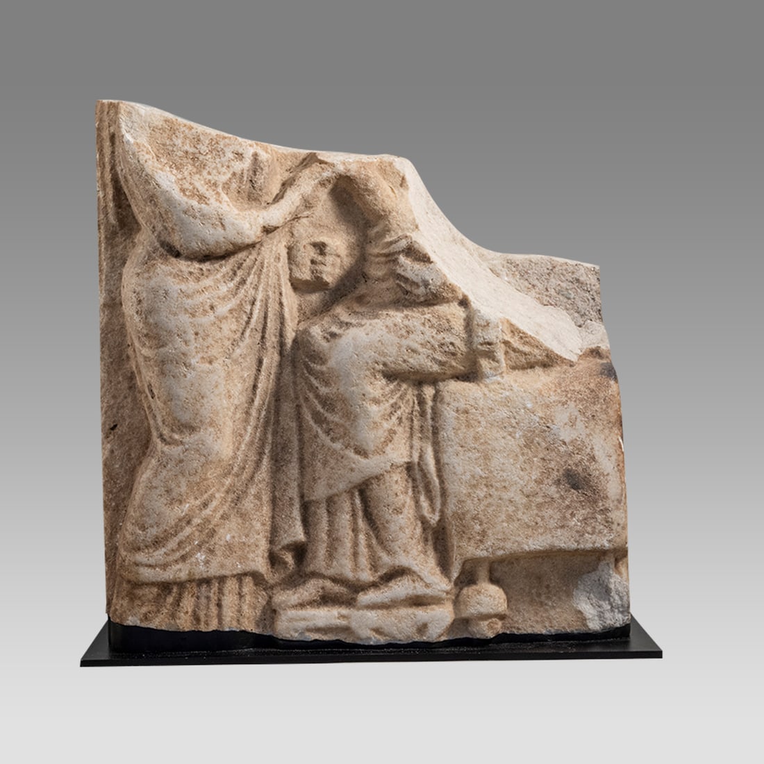 Ancient Greek Hellenistic Marble Stele WIth Farewell Scene c.3rd Century BC. (1 of 3)