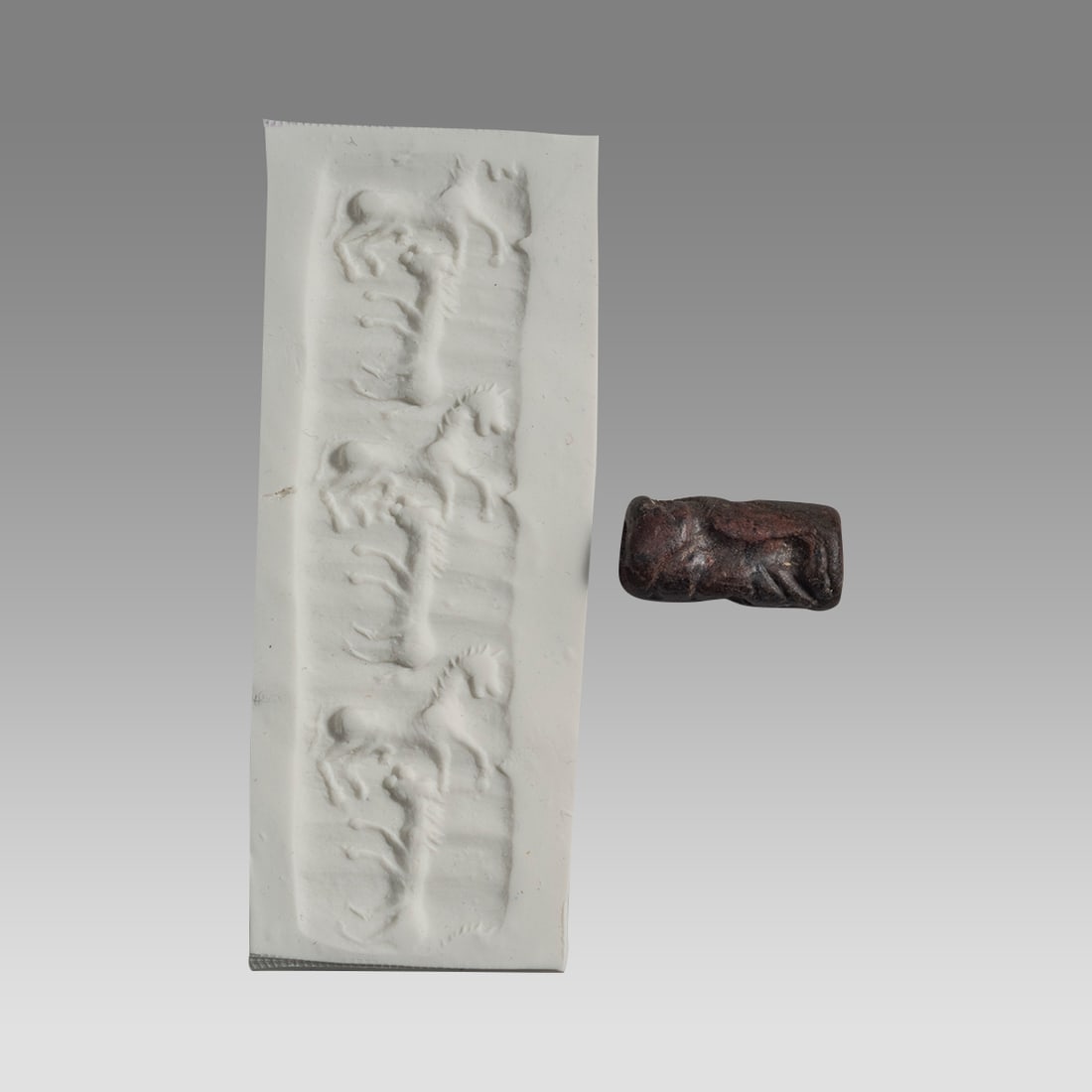 Ancient Mesopotamian Stone Cylinder Seal With Animals c.1st Millenium BC. (1 of 2)