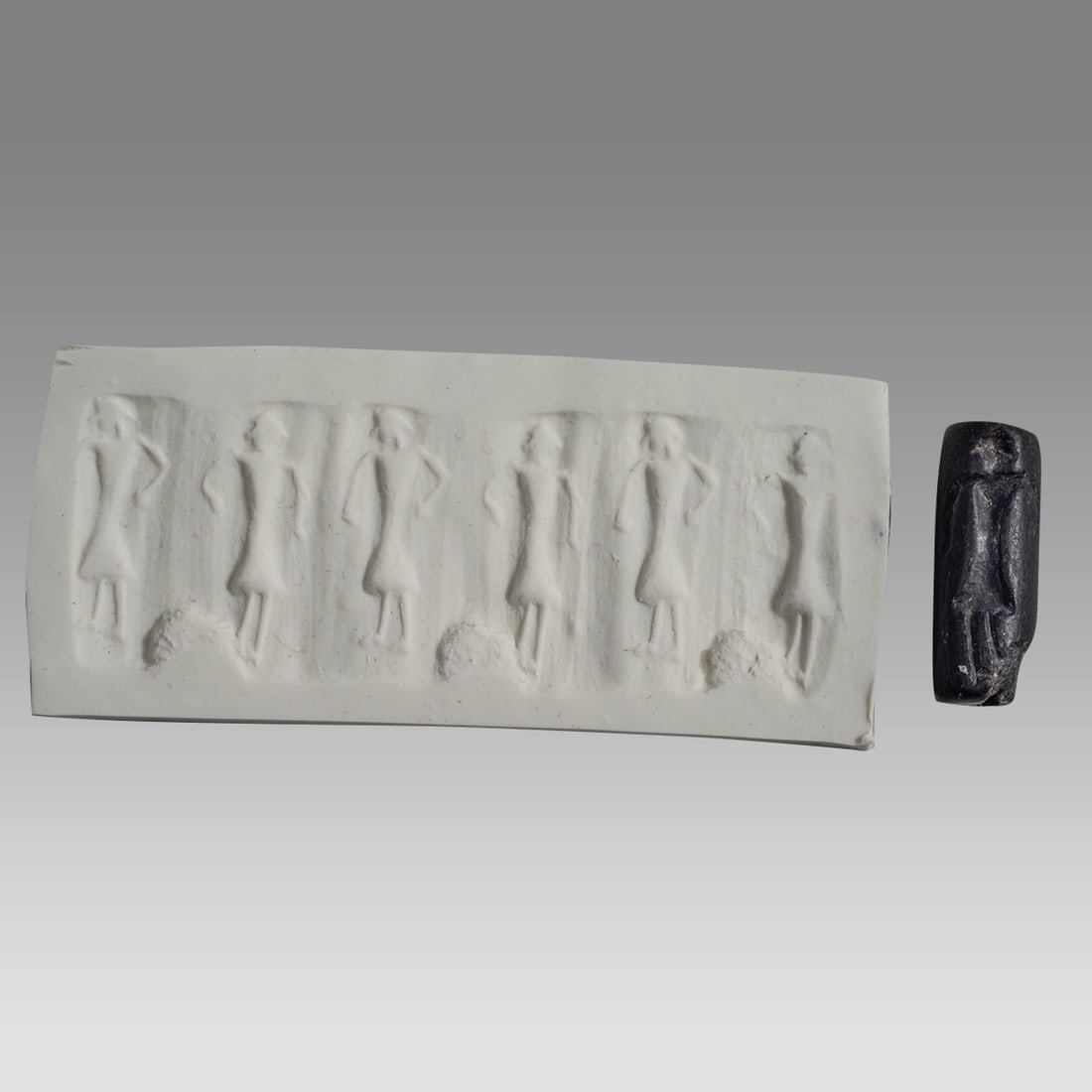 Ancient Mesopotamian Stone Cylinder Seal With Figures c.1st Millenium BC. (1 of 3)