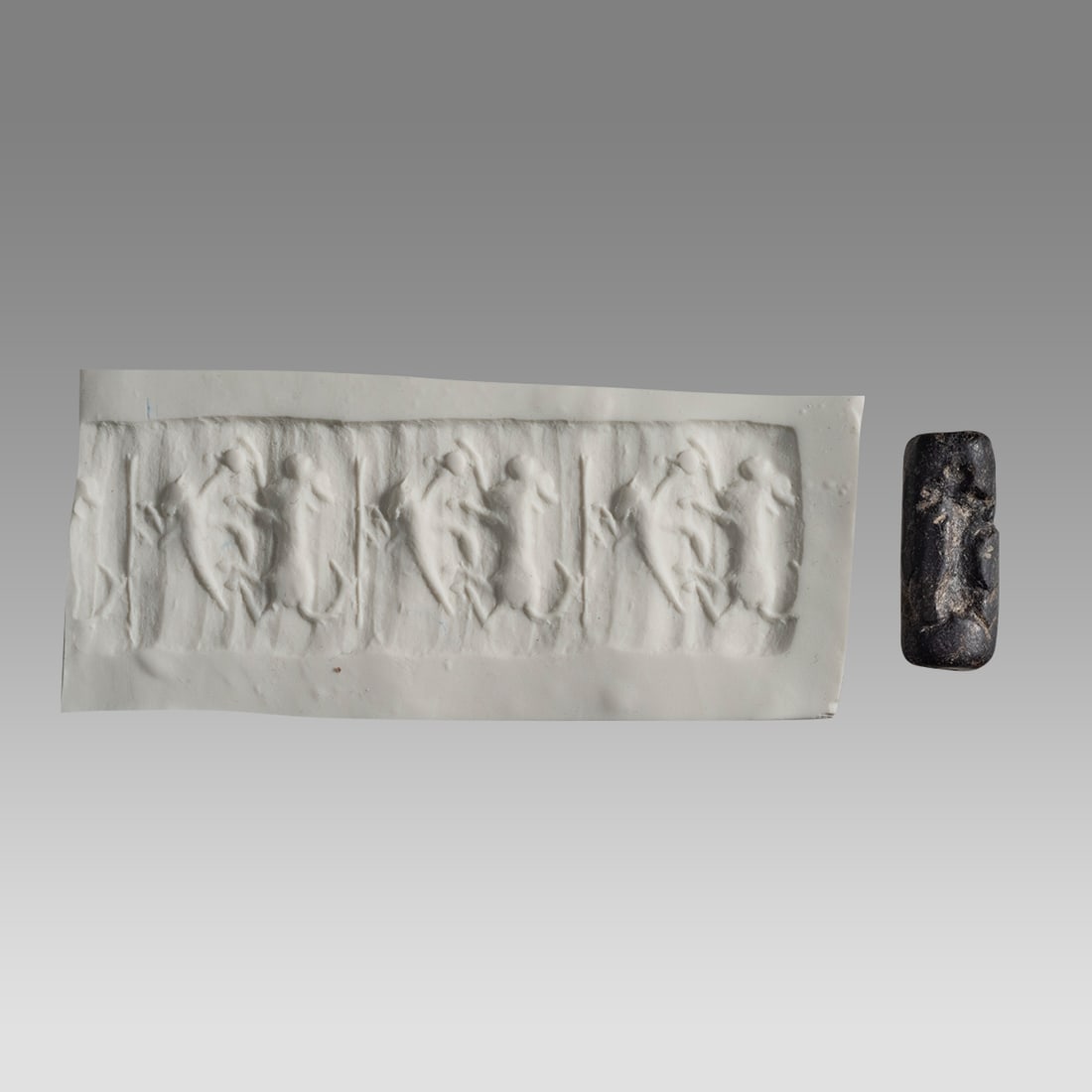 Ancient Mesopotamian Stone Cylinder Seal With Animals c.1st Millenium BC. (1 of 3)
