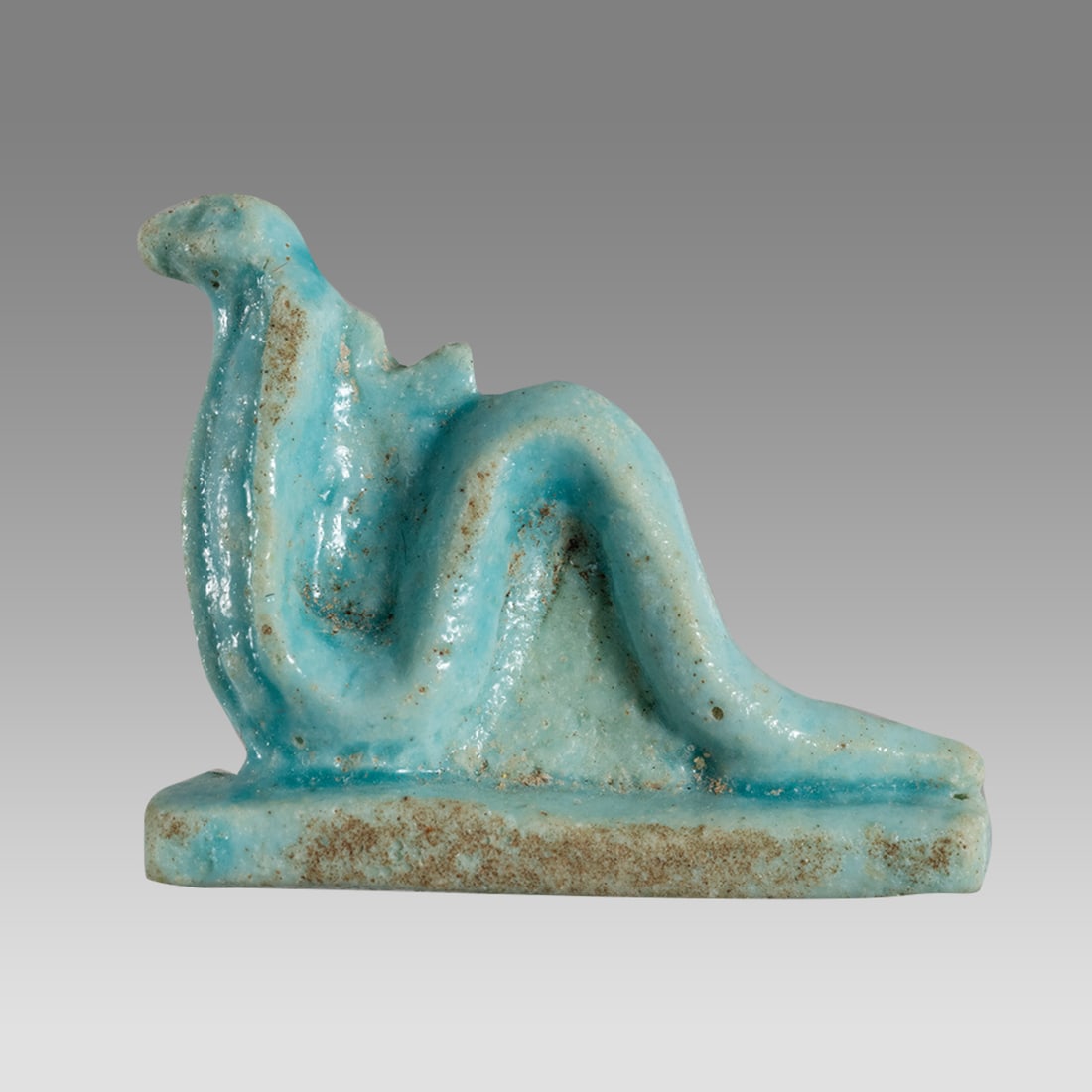 Ancient Egyptian Faence Uraeus Cobra Snake Amulet c.634-300 BCE. (1 of 2)