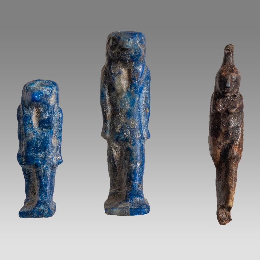 Lot of 3 Ancient Egyptian Lapis Lazuli, Stone  Amulets c.663-525 BC. (1 of 2)