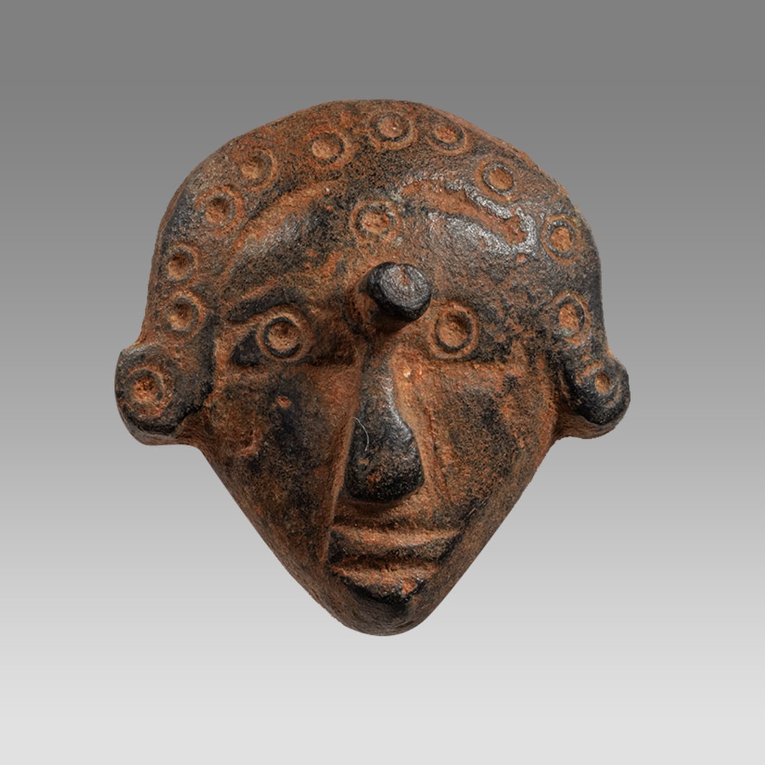 Ancient Roman Bronze Face Of Youth Applique c.2nd century AD. (1 of 2)