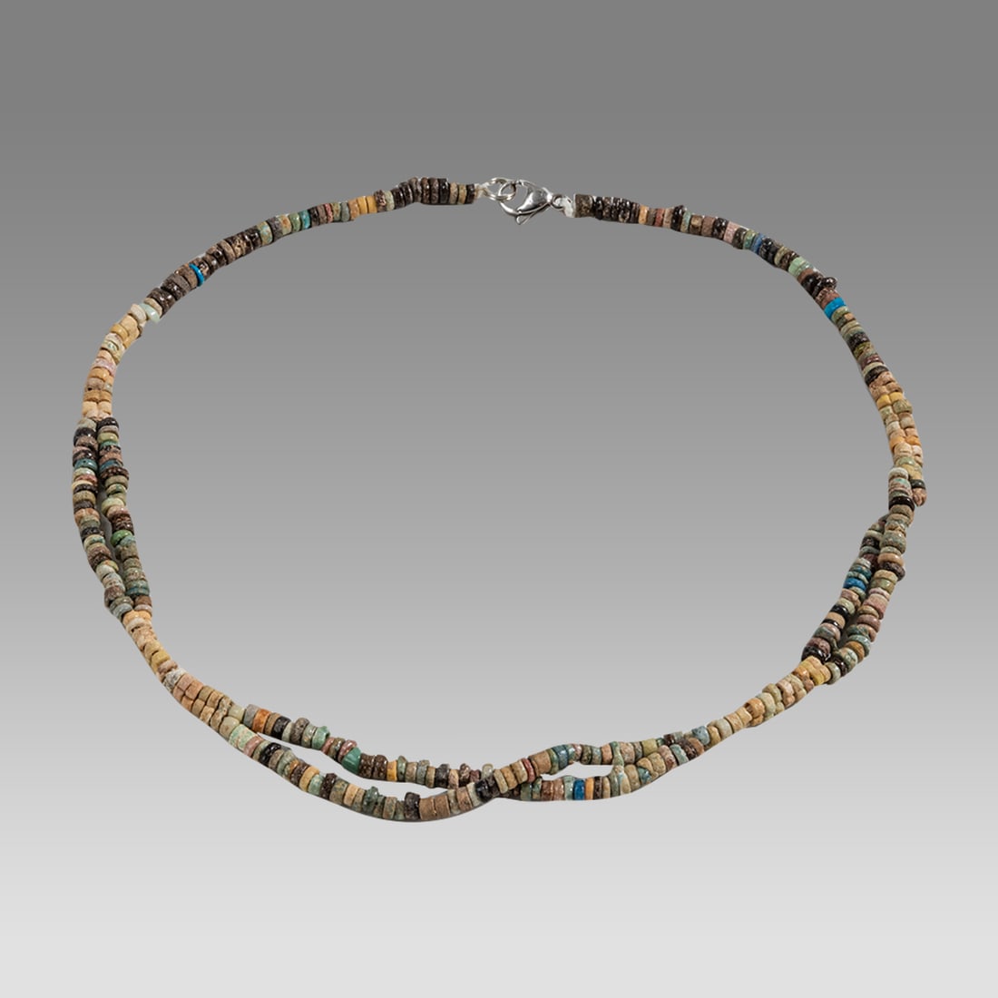 Ancient Egyptian Faience, Necklace c.300-50 BC.: Ancient Egyptian Faience, Necklace c.300-50 BC. Size 16 3/4 inches length. Great Looking double strand Faience Bead necklace. wearable. Provenance: Ex Secret Eyes Gallery New York 1970's-1980's