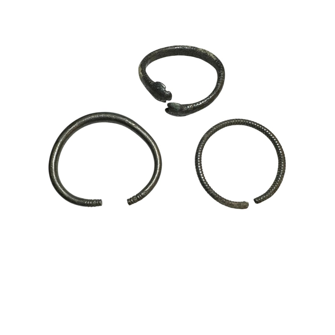 Lot of 3 Ancient Roman Silver Snake Bracelets c.2nd century AD. (1 of 2)