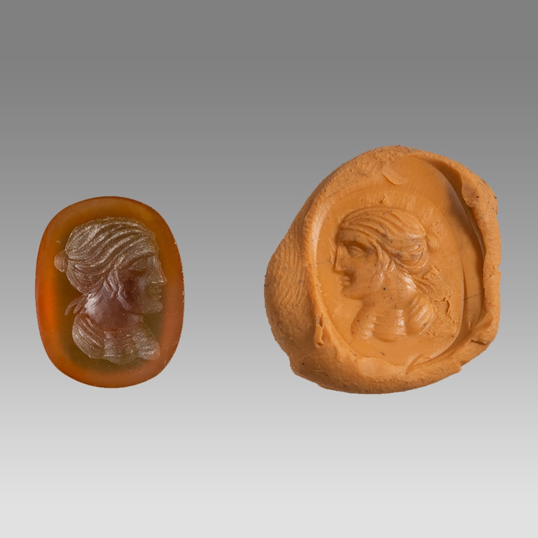 Roman Style Carnelian Ingtaglio ring stone with Bust of Woman. (1 of 1)