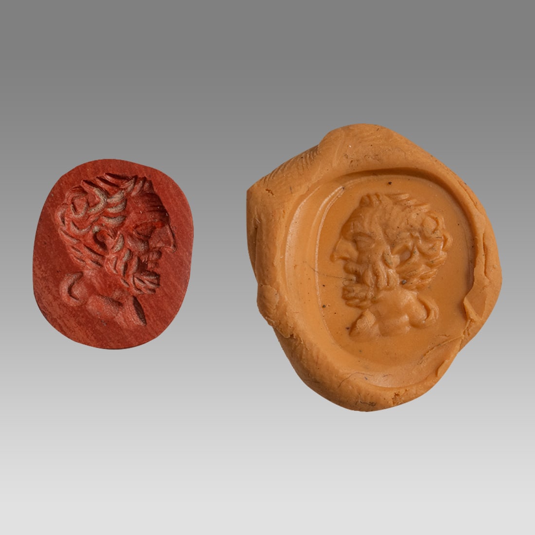 Roman Style Red Jasper Ingtaglio ring stone with Bust of Man. (1 of 1)
