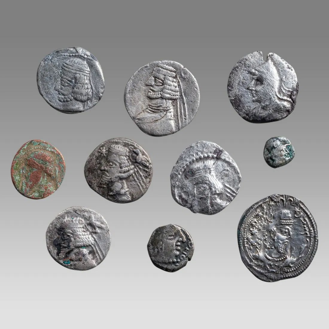 Lot of 10 Ancient Parthian Silver Drachms c.1st century BC. (1 of 2)