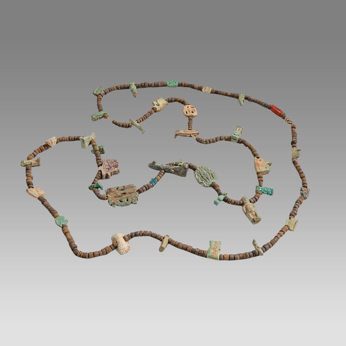 Ancient Egyptian Faience, Large Necklace With Amulets c.300-50 BC. (1 of 1)