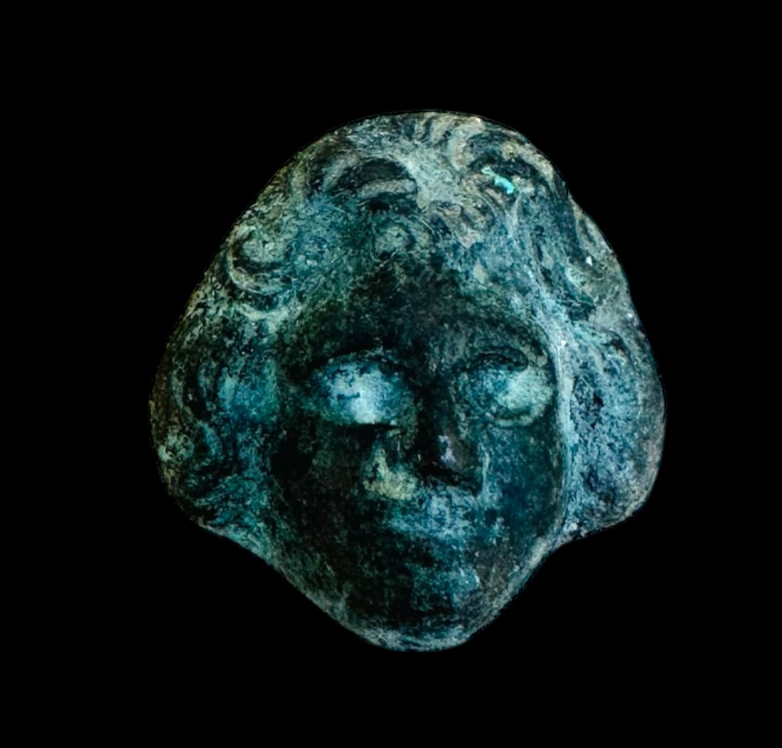 Ancient Roman Bronze Applique head of goddess c.1st-2nd century AD. (1 of 6)