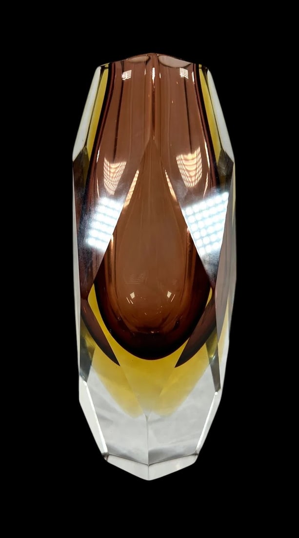 Heavy and antique Murano glass vase by Flavio Poli Italy 1960 (1 of 5)