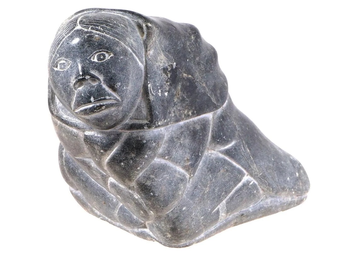 ESKIMO INUIT HAND CARVED STONE FIGURINE BY LEVI SMITH (1 of 7)