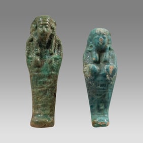 ANCIENT Egyptian Faience Ushabti Figures Late Period, ca. 700-30 B.C. (2).