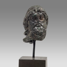 Ancient Hellenistic Bronze Head Of Zeus c.2nd Cent BC.