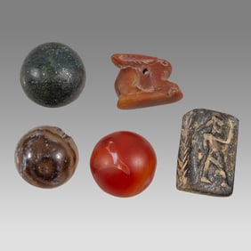 Lot of 5 Sasanian Style Agate, Stone Seals.