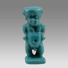 Ancient Egyptian Faience Pataikos Amulet c.663-525 BC.