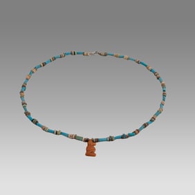Ancient Egyptian Faience, Necklace c.300-50 BC.