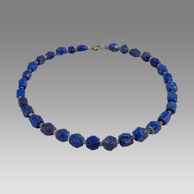 A Lapis Lazuli Bead Necklace Probably Roman.