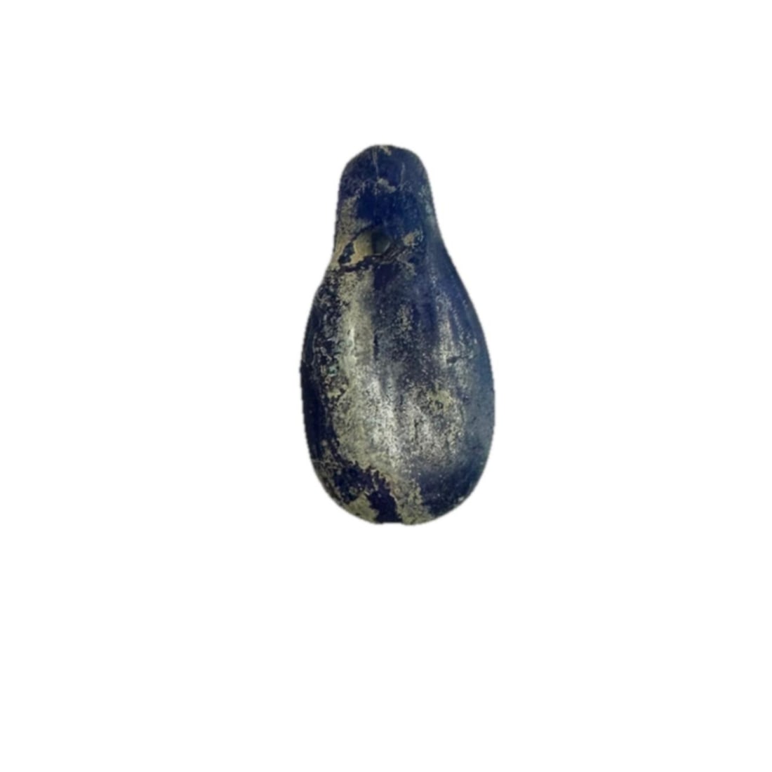 Ancient Roman Egypt, Blue Glass Pendant c.1st-4th century AD.: Ancient Roman Egypt, Blue Glass Pendant c.1st-4th century AD. Size 22 mm. A georgeous iridescent blue glass pendant with suspension hole. Provenance: From A Private St Louis, MO Doctor collection, acq