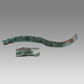 Copper Scroll and Scroll Holder with Purportedly Hebrew Writing.