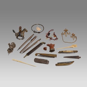 Miscellaneous Mixed Lot. Tiffany Pens and a pencil, 4 antique pocket knives, Chinese traveling opium