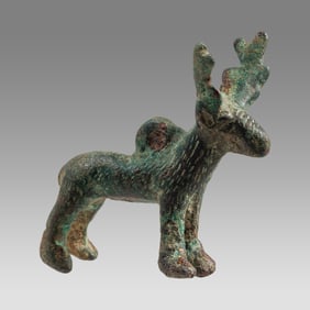 Ancient Near Eastern, Luristan or Amlash Bronze Stag Ca. 1st millennium B.C.,