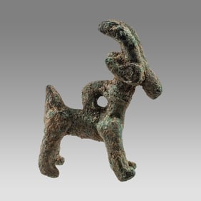Ancient Near Eastern, Luristan or Amlash Bronze Horned Goat Ca. 1st millennium B.C.