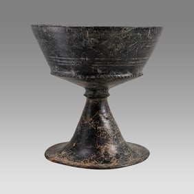 Ancient Etruscan Bucchero Ware Pedestalled Bowl Ca. 7th - 5th cent. B.C.