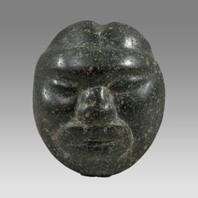 Speckled Greenstone Maskette. Guerrero, Mexico.