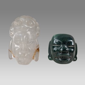 A style of. Mexico. Greenstone and Quartz Maskettes (2).