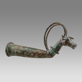 Ancient Luristan Bronze Whetstone Handle Ca. 1st millennium B.C.