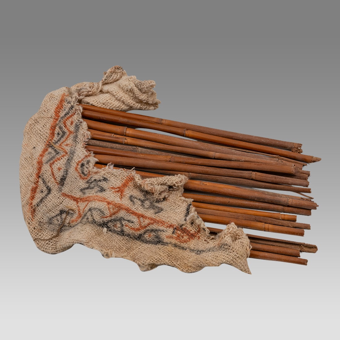 Chancay Textile and Reed Artifact Ca. 800-1200 A.D.: Chancay Textile and Reed Artifact Ca. 800-1200 A.D. Size 9 1/2 x 7 inches. Provenance: Estate of David Sheridan, Branchburg, NJ., acquired 1950’s to early 2000’s, by descent to family.