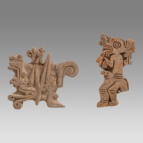Two Ecuadorian Pottery Stamp Seals Ca. 500 - 1000 A.D.
