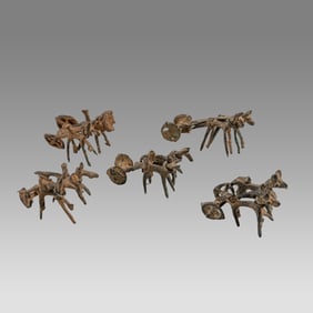 Lot of Five Small Luristan Style Bronze Chariots.