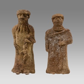 Lot of 2 Babylonian Style Pottery Idols Figures.