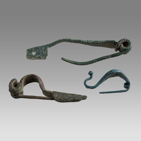Lot of 3 Ancient Greek, La Tene Bronze Fibulas c.400-300 BC.