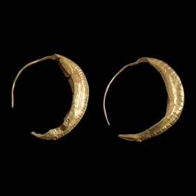 Ancient Roman Pair of Large Gold Earrings c.2nd-4th century AD.