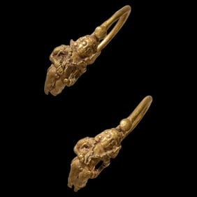Roman Style High Karat Gold Earrings with Eros.